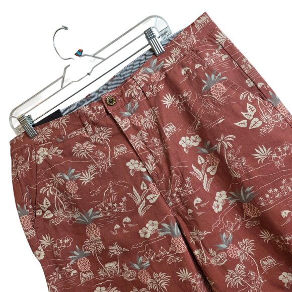 Jachs New York Bleecker Shorts Mens 34 Hawaiian Aloha Print Summer Nautical  BEW - Picture 2 of 15